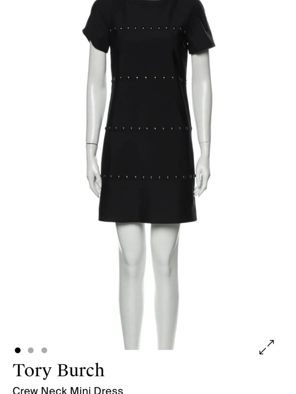 Tory Burch Black Short Sleeve Studded Shift Dress - Picture 5 of 7